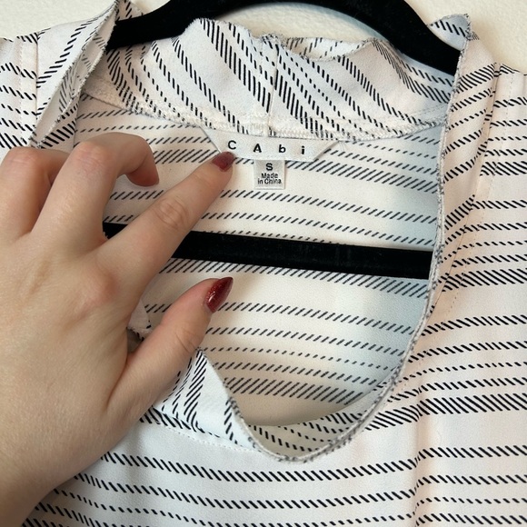 Cabi Madeleine Blouse #236 Black and White Stripe Size Small - Picture 6 of 8